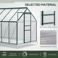 Outsunny 6' x 12' x 6.5' Polycarbonate Greenhouse, Walk-in Green House with Adjustable Roof Vent Galvanized Base Sliding Door Rain Gutter for Outdoor Garden Backyard, Green(m-5)