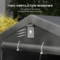 Outsunny 11' x 20' Portable Garage, Heavy Duty Carport Canopy with Ventilation Windows and Large Roll-up Door, Dark Grey(m-7)