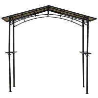 Outsunny 8' x 5' Hardtop Grill Gazebo Aluminium BBQ Canopy Gazebo Outdoor Canopy with Side Shelves(m-12)