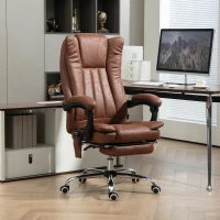 Vinsetto Massage Office Chair with 6 Points and Heat, Reclining Computer Chair with Adjustable Height and Footrest, Brown(m-10)
