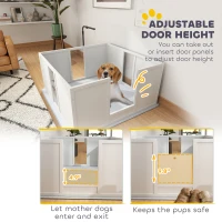 PawHut Whelping Box for Dogs with Retractable Light Stand, Washable Waterproof Pee Pad & Adjustable Door, 39" x 38" x 19"(m-6)