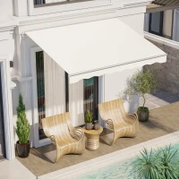 Outsunny 10' x 8' Electric Retractable Awning, UV Protection Sun Shade Shelter w/ Remote Controller for Deck Balcony Yard, Cream(m-1)