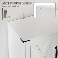 HOMCOM Farmhouse Kitchen Pantry, Freestanding Kitchen Pantry Storage Cabinet with Barn Doors and Adjustable Shelves, White(m-7)