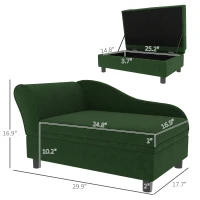 PawHut Pet Sofa Bed Couch with Storage, Pet Sofa for Cats and Small Dogs, Green(m-3)