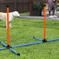 PawHut 10 PCs Dog Agility Training Equipment Set Outdoor Indoor, Dog Agility Course Backyard Set with 2 Tunnels, Weave Poles(m-9)