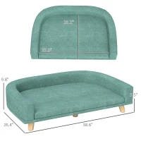 PawHut Dog Sofa Couch Bed with Washable Cushion for Large Dogs, Cats, Green(m-3)