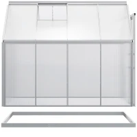 Outsunny 6' x 8' x 6.5' Walk-in Greenhouse, Polycarbonate Greenhouse with Adjustable Roof Vent, Base, Sliding Door, Clear(m-2)
