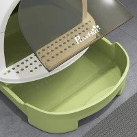 PawHut Cat Litter Box with Lid, Front Door Flap, Scoop, Handle, Easy Clean, for Small and Medium Cats, Green(m-9)