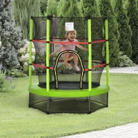 Outsunny 55" Kids Trampoline with Enclosure Net for Indoor/Outdoor, Trampoline for Boys and Girls Age 3-6 Years, Green(m-1)