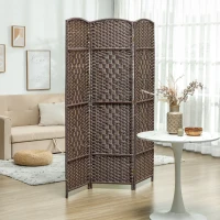 HOMCOM Folding Room Divider Screen 3 Panel 6' Tall Privacy Screen Freestanding Wood Partition for Home Office, Brown(m-2)