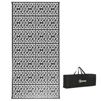 Outsunny Reversible Outdoor Rug Carpet RV Camping Rugs with Carry Bag, 9' x 18', Black & White Chain