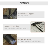 Outsunny Outdoor Patio 7.5ft Umbrella Table Screen Mosquito Bug Net, Garden Large Umbrella Cover Netting with Zippered Door, Black (Mosquito Netting ONLY)(m-4)