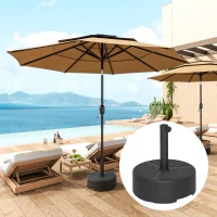 Outsunny Round Patio Umbrella Base Holder, Heavy Duty Outdoor Umbrella Stand Base, Filled Up to 44lbs with Stand or 40lbs with Water for Garden, Poolside, Black(m-2)