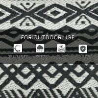 Outsunny Reversible Outdoor Rug Carpet RV Camping Rugs with Carry Bag, 8' x 10', Gray & Cream White Boho(m-6)