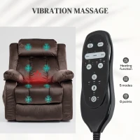 HOMCOM Power Lift Recliner Chair for Elderly, Electric Lift Chair with Massage and Heat, Remote Control, Brown(m-5)