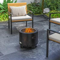 Outsunny Metal Wood-burning Smokeless Fire Pit, Black(m-8)