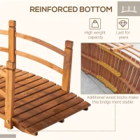 Outsunny 5FT Wooden Garden Bridge Classic Arc Footbridge with Guardrails for Stream Pond Walkway, Orange(m-5)