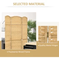 HOMCOM Folding Room Divider Screen 3 Panel 6' Tall Privacy Screen Freestanding Wood Partition for Home Office, Nature Wood(m-6)