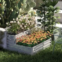 Outsunny 2 Tier Galvanized Raised Garden Bed, Steel Planter Box for Vegetables, Flowers, Herbs, 47" x 40" x 23", Silver(m-1)