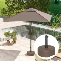 Outsunny Round Patio Umbrella Base Holder, Heavy Duty Outdoor Umbrella Stand Base, Filled Up to 44lbs with Stand or 40lbs with Water for Garden, Poolside, Brown(m-9)