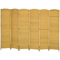 HOMCOM Folding Room Divider Screen 6 Panel 6' Tall Privacy Screen Freestanding Wood Partition for Home Office, Nature Wood(m-1)