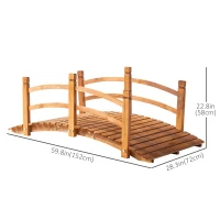 Outsunny 5FT Wooden Garden Bridge Classic Arc Footbridge with Guardrails for Stream Pond Walkway, Orange(m-3)