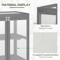Outsunny Wooden 2 Tier Cold Frame Greenhouse Polycarbonate Plant Grow House Portable Garden, Dark Gray(m-4)