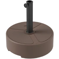 Outsunny Round Patio Umbrella Base Holder, Heavy Duty Outdoor Umbrella Stand Base, Filled Up to 44lbs with Stand or 40lbs with Water for Garden, Poolside, Brown(m-1)