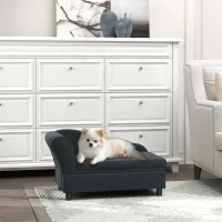 PawHut Pet Sofa Bed Couch with Storage, Pet Sofa for Cats and Small Dogs, Dark Gray(m-10)