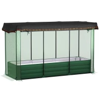Outsunny Galvanized Steel Planter Box with Crop Cage and Shade Cloth, Raised Garden Bed for Flowers, Vegs and Herbs(m-2)