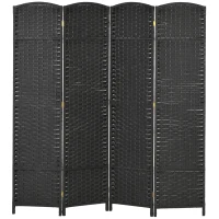 HOMCOM Folding Room Divider Screen 4 Panel 5.6 ' Tall Privacy Screen Freestanding Room Partition for Home Office, Black(m-1)