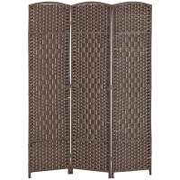 HOMCOM Folding Room Divider Screen 3 Panel 6' Tall Privacy Screen Freestanding Wood Partition for Home Office, Brown(m-1)