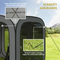 Outsunny 11 x 11ft Pop Up Screen Tent, UPF50+ Portable Camping Gazebo Screen House with Carry Bag, Dark Gray(m-5)