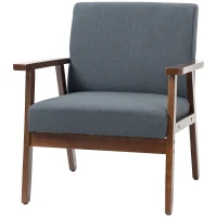 HOMCOM Modern Accent Chairs with Cushioned Seat, Upholstered Linen-Feel Armchair for Bedroom, Living Room, Dark Gray(m-11)