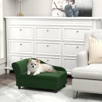 PawHut Pet Sofa Bed Couch with Storage, Pet Sofa for Cats and Small Dogs, Green(m-10)
