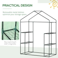 Outsunny 55" x 28" x 75" Walk-in Greenhouse Portable Garden Plant Flower Seed Warm House with 4 Shelves Outdoor Plant Growth Hot House PE Cover Green(m-7)