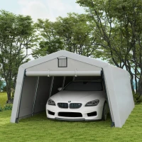 Outsunny 11' x 20' Portable Garage, Heavy Duty Carport Canopy with Ventilation Windows and Large Roll-up Door, Grey(m-1)