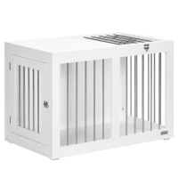 PawHut 31.5" Dog Crate Furniture with Double Doors, for Medium Dogs, White(m-11)
