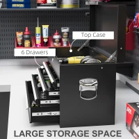 HOMCOM 6 Drawer 24" Portable Tool Box with Top Case, Ball Bearing Slides, Metal Tool Chest for Garage, Household and Warehouse(m-4)