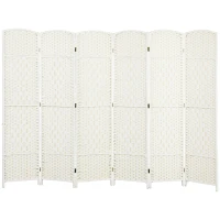 HOMCOM Folding Room Divider Screen 6 Panel 6' Tall Privacy Screen Freestanding Wood Partition for Home Office, White(m-1)