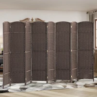 HOMCOM Folding Room Divider Screen 8 Panel 5.6 ' Tall Privacy Screen Freestanding Room Partition for Home Office, Brown(m-10)
