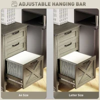 HOMCOM Vertical Filing Cabinet with 3 Drawers, Rustic Farmhouse Office Storage Cabinet for A4, Letter Size, Grey Wash(m-6)