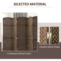 HOMCOM Folding Room Divider Screen 6 Panel 6' Tall Privacy Screen Freestanding Wood Partition for Home Office, Brown(m-6)