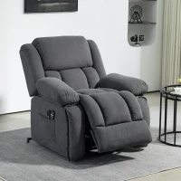HOMCOM Overstuffed Power Lift Recliner Chair with Vibration Massage and Heat, Side Pockets, Pocket Spring, for Adults, Gray(m-10)