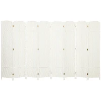 HOMCOM Folding Room Divider Screen 8 Panel 5.6 ' Tall Privacy Screen Freestanding Room Partition for Home Office, White(m-1)