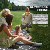 Outsunny Waterproof  Outdoor Rug, 6' x 9' RV Rug Reversible Mat for Backyard, Deck, Picnic, Beach, Camping, Grey & White Net(m-9)