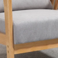 HOMCOM Armchair Upholstered Lounge Chair with Rubber Wood Frame Throw Pillows and Comfortable Cushion, Gray(m-10)