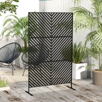 Outsunny 6.5FT Decorative Outdoor Divider, Metal Privacy Screen with Stand, Triangle Style, Black(m-7)