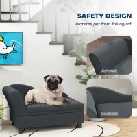 PawHut Pet Sofa Bed Couch with Storage, Pet Sofa for Cats and Small Dogs, Dark Gray(m-6)