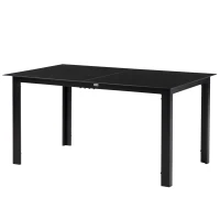 Outsunny Aluminium Outdoor Dining Table for 6, 59" x 35" Rectangle Patio Table with Tempered Glass Tabletop, for Garden, Backyard, Lawn, Balcony, Black(m-11)
